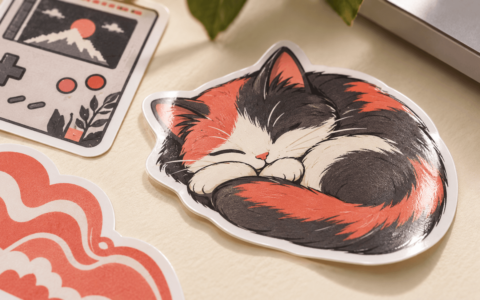 Close-up of a laminated vinyl sticker